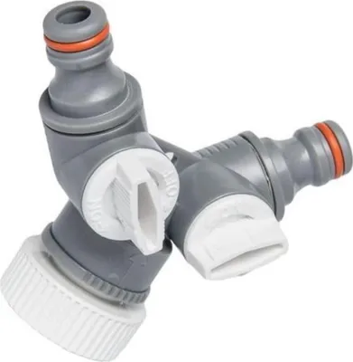 Produktbild von Bradas 2-Wege-Ventil WHITE LINE mit Hahnanschluss 1" - 3,4" grau/weiß