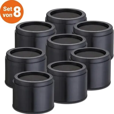 Zdjęcie produktu dla Podwyższenie do mebli JustValue okrągłe – zestaw 8 sztuk – 8 cm – 4535 kg – czarne