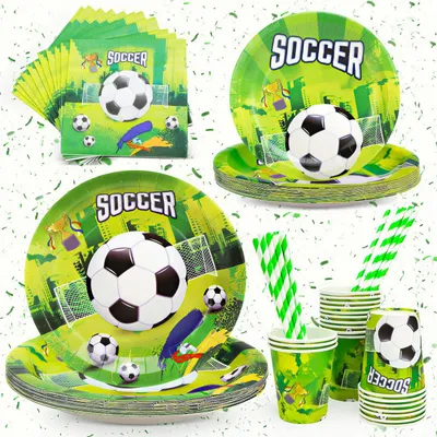 Fußball-Partygeschirr-Set, 120-teilig, für 20 Gäste