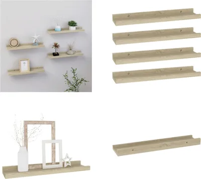 Immagine prodotto di vidaXL Mensole da parete 4 pz. Rovere Sonoma 40x9x3 cm - Mensola a muro - Mensole a muro - Mensole a muro - Mensole a muro
