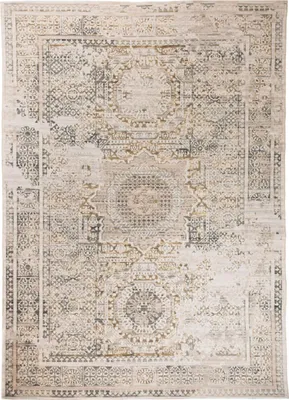 Produktbild von Wollteppich 200x285 - Beige - Naturwolle - Baumwolle - 800 g/m² - Vintage-Stil - Wohnzimmer Teppich - Kurzflor