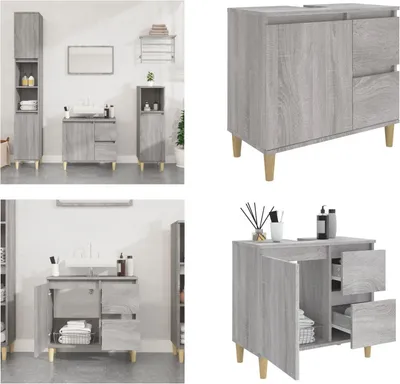 Image de vidaXL Armoire de salle de bain Gris Sonoma 65x33x60 cm Bois composite - Armoire de salle de bain - Armoire de salle de bain - Armoire de salle de bain