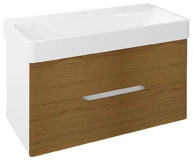 Image de Sapho Mediena - Meuble lavabo 960x510x485 mm, blanc mat/chêne naturel MD102