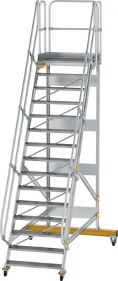Produktbild von Günzburger Steigtechnik Plattformtreppe 60° fahrbar Stufenbreite 1 m 15 Stufen - 600755