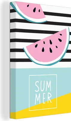 Produktbild von OneMillionCanvasses® - Leinwandbilder - 90x140 cm, Wassermelone - Obst - Zitat, Wandbilder Kunstdruck Wanddekoration - Wandschmucke - Schlafzimmer