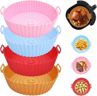 Produktbild von 4x Silikonform für Airfryer, 20cm, wiederverwendbar – Heißluftfritteuse Zubehör