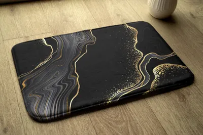 Obrázek produktu pro Koupelnová předložka - Koberec do koupelny - Absorpční rohožka Sprchové koberce - 90x60 cm - Černý mramor