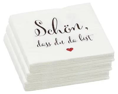 Produktbild von Servietten "Schön, dass Du da bist" 60er Set 3lagig Papierserviette Motivserviette stoffähnlich Tuch