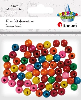 Produktbild von Koraliki drewniane okrągłe 10 mm, nasycone kolory, 10 g