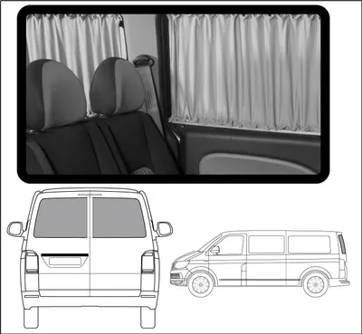 Produktbild von Maß Gardinen für Crafter Mercedes Sprinter W906 nur für 3 Fenster (726-1) in Grau