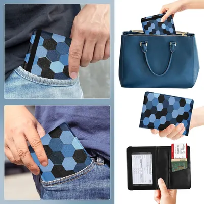 Immagine prodotto di Custodia sottile in pelle per passaporto, ideale per le donne, con un adorabile motivo a scacchi a forma di pentagono, perfetta per viaggi e per contenere certificati vaccinali
