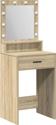 Produktbild von Möbel Schminktisch mit LED-Lichtern in Sonoma Eiche 50x41x135 cm - Schminktische 865093