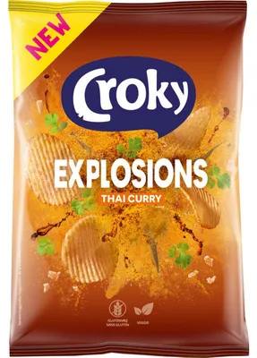 Image de Croky Explosions Thai Curry Chips 150g – chips de pommes de terre épicées
