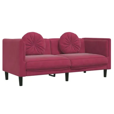 Produktbild von Sofa mit Kissen 2-Sitzer Weinrot Samt