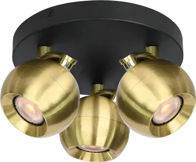 Zdjęcie produktu dla Lampa sufitowa złoto-czarna okrągła Ø22cm trzy reflektorki ruchome do salonu kuchni 3xGU10 10W LAFIN Italux