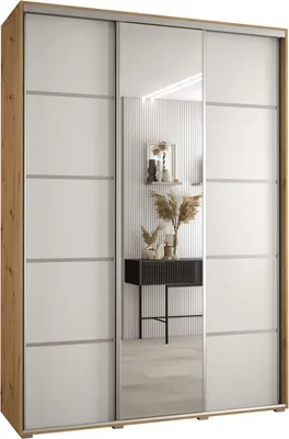 Produktbild von MEBLE KRYSPOL Davos 5 Schrank, drei Türen - 235,2x170x45 cm - Artisan Weiß Silber