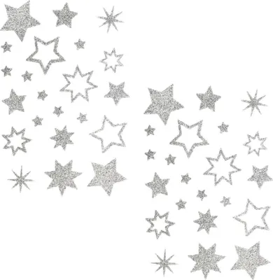 Produktbild von Oblique Unique 44 Glitzernde Funkelnde Sterne Sticker Aufkleber Weihnachtssterne Weihnachtsdeko - silber