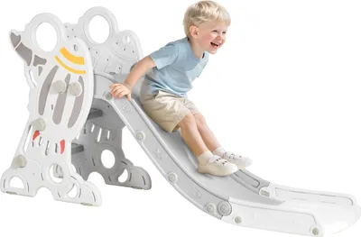 Produktbild von AIYAPLAY Kinderrutsche, Gartenrutsche für Kinder 1,5 bis 3 Jahre, Grau, 4x1x2 m