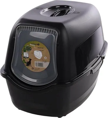 Produktbild von Famanu Katzentoilet mit einfacher Reinigung - Filter - schwarzes Katzenklo - 39 x 56 cm - abnehmbarer Deckel