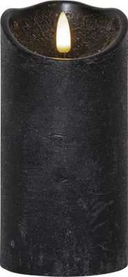 Produktbild von LED Kerze FLAMME - Rustik-Optik - Echtwachs - 3D Flamme - H: 15cm - Batterie - Timer - schwarz
