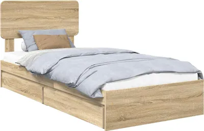 Zdjęcie produktu dla Łóżko z miejscem do przechowywania Dąb Sonoma 75 x 190 cm