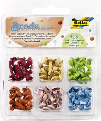 Produktbild von folia Musterbeutelklammern / Brads "Rund" sortiert 120 Stück