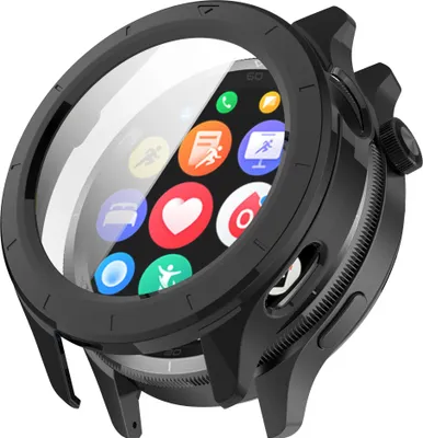 Produktbild von Strap-it Hartschalenetui mit Bildschirmschutzglas - passend für Xiaomi Watch S4 (schwarz)