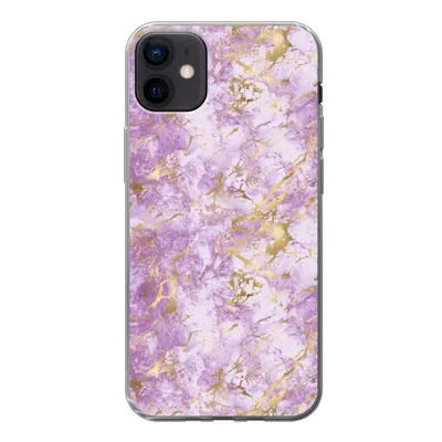 Produktbild von MuchoWow® Handyhülle Schutzhülle Hülle für iPhone 12 mini Gold - Marmor - Muster - Lila Silikon Softcase Handy Hülle - Bild