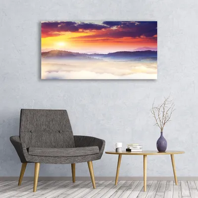 Produktbild von Glasbilder 120x60 Wandbild Druck auf Glas Gebirge Sonne Landschaft