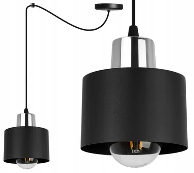 Produktbild von LED Pendelleuchte Schwarz mit Lampenschirm – Moderne Hängelampe / Deckenleuchte für Wohnzimmer und Esszimmer