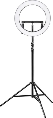 Produktbild von Walimex pro LED Ringleuchte 500 Bi-Color Set inkl. Stativ, dimmbares Ringlicht 32 W, Leuchtring mit einzeln schaltbaren Sektoren, Selfie Licht mit umfangreichem Zubehör