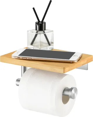 Image de 2 Supports papier toilette avec étagère Acier inoxydable SUS304 Support papier toilette Brossé