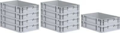 Produktbild von SparSet 10x Eurobox NextGen Grip | HxBxT 12x40x60cm | 23 Liter | Griffe geschlossen | Glatter Boden | Grau | Eurobehälter, Transportbox, Transportbehälter, Stapelbehälter