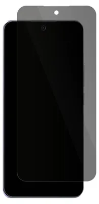 A privacy screen protector is shown on top of a smartphone.