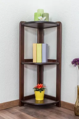 Produktbild von Bücherregal - 30 cm breit, Kiefer Holz-Massiv, Farbe: Nuss