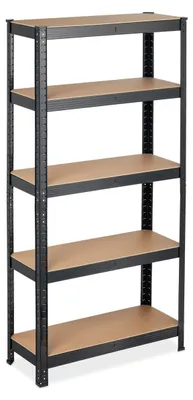 Immagine prodotto di Scaffale per carichi pesanti Relaxdays, L x P x A: 150 x 75 x 30 cm, portata: 875 kg, 5 ripiani, da assemblare, cantina, garage, acciaio, nero