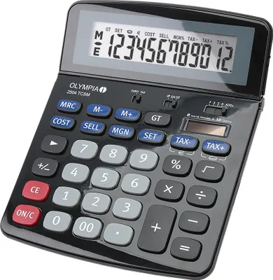 Produktbild von Olympia 2504, Desktop, Finanzrechner, 12 Ziffern, Batterie/Solar, Schwarz, Blau, Grau