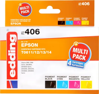 Produktbild von edding Tintenpatrone EDD-406 Multipack Epson T0611+612+613+614