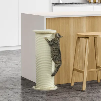 Zdjęcie produktu dla Drapak dla kota PawHut, 85 cm, z liną sizalową, antypoślizgowy, dla średnich kotów, kremowo-biały