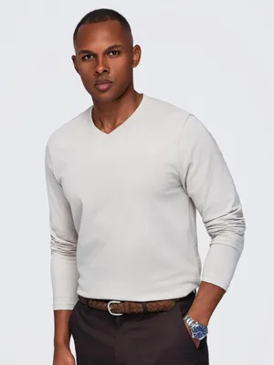 Produktbild von OMBRE Longsleeve Basic V-Ausschnitt Regular Fit OM-LSBL-0143 light beige S