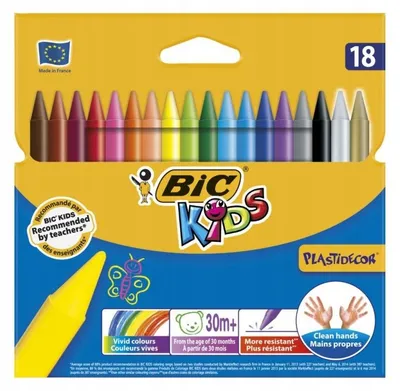 Produktbild von BIC Wachsmalstifte 18 Farben Für Kinder Schulbedarf