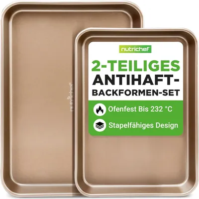 Produktbild von NutriChef Backblech, Backofenblech – Baking Tray, Oven Tray – antihaftbeschichtetes Backblech als Kuchen- oder Pizzablech, rechteckig