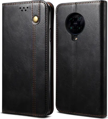 Image de Etui pour Xiaomi Poco F2, étui en cuir avec fonction stand noir