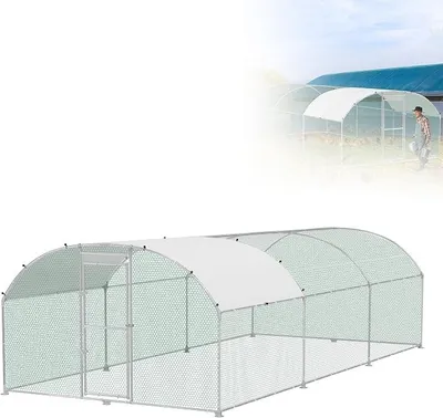 Produktbild von Profi Hühnerstall 3x6x2 m Metall Freilaufgehege mit verzinktem Stahlrahmen, PE-Dach & Bogenaufsatz für Geflügel und Kleintiere