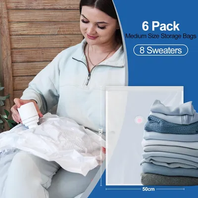 Produktbild von Mittelgroße Vakuum-Aufbewahrungssäcke für optimale Raumsparung (71 x 50 cm) - Wiederverwendbare Kompressionssäcke für Kleidung, Bettdecken und mehr