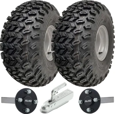 Zdjęcie produktu dla 22x11.00-8 Zestaw kół do przyczep ATV Quad Koła ALKO Osie i zaczep o udźwigu 750 kg