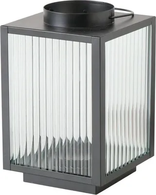 Produktbild von Boltze Laterne OPTICA, quadratisch, Metall Glas Rillenoptik, schwarz, transparent, 25x16cm