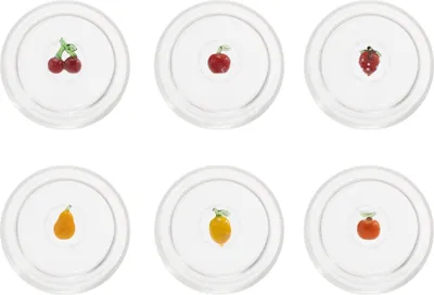 Obrázek produktu pro Zafferano Teca Frutta Mix - sada 6 skleněných borosilikátových pohárů s ovocem - pohár 35 cl s dvojitým dnem, ručně zdobený, snadno omyvatelný