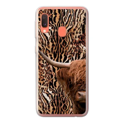 Produktbild von MuchoWow® Handyhülle Schutzhülle Hülle für Samsung Galaxy A20e Schottischer Highlander - Kuh - Pantherdruck Silikon Softcase Handy Hülle - Abdeckung