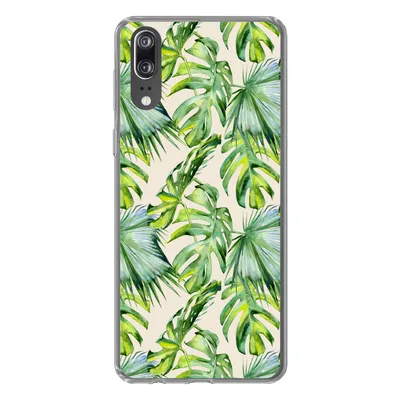 Produktbild von MuchoWow® Handyhülle Schutzhülle Hülle für Huawei P20 Blätter - Muster - Monstera Silikon Softcase Handy Hülle - Hardcover